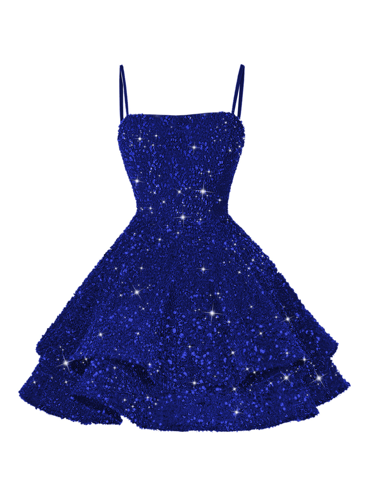 A-Line/Princess Mini Sparkly Sequin Tiered Homecoming Dresses with Spaghetti Straps