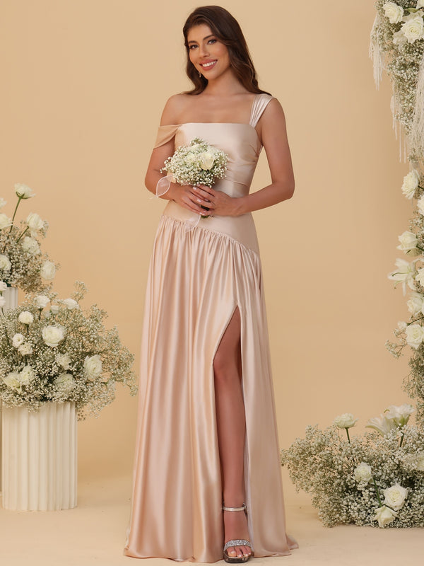 Sheath/Column Square Neck Sleeveless Floor-Length Bridesmaid Dresses