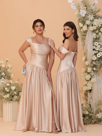 Sheath/Column Square Neck Sleeveless Floor-Length Bridesmaid Dresses