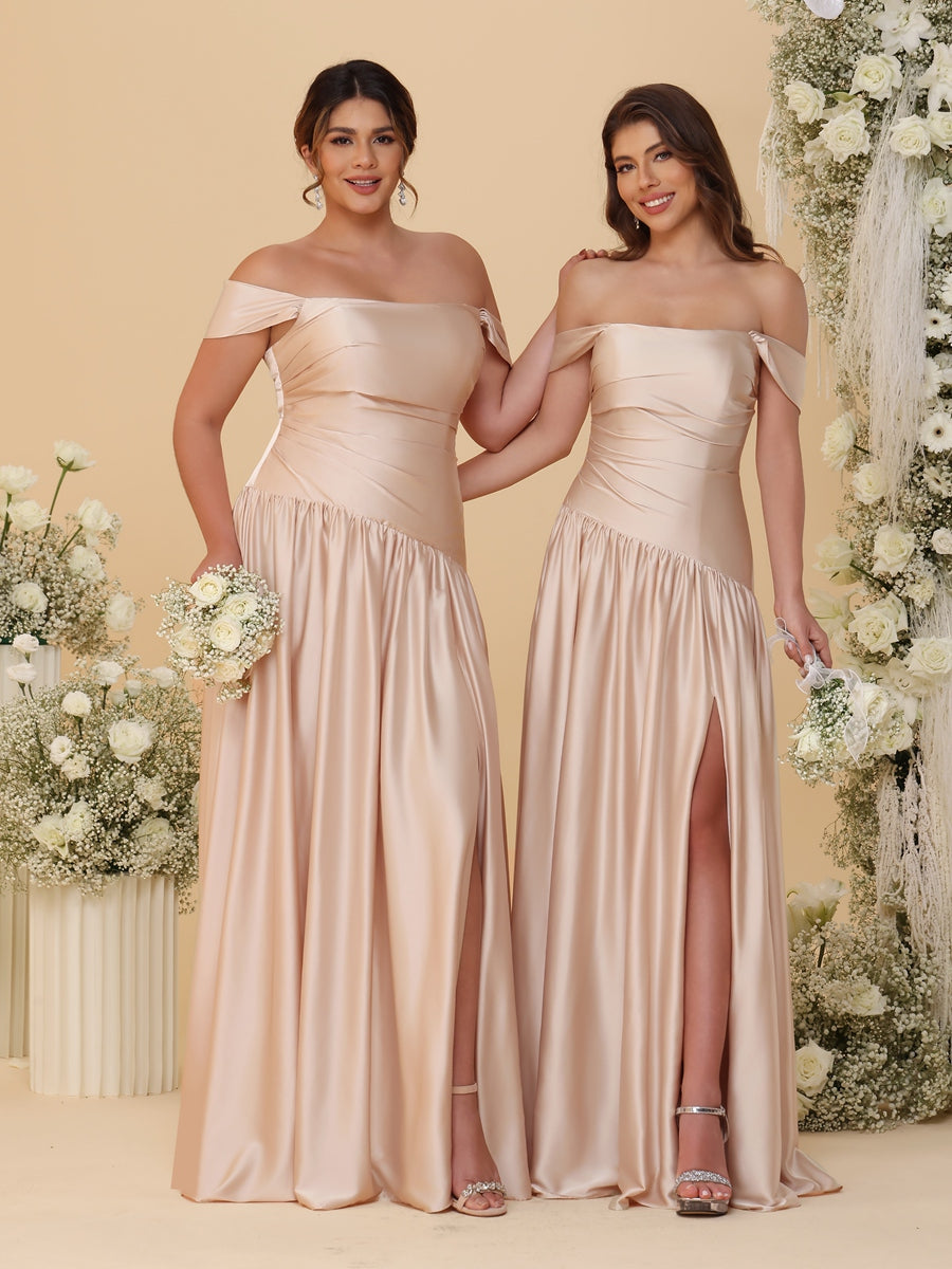 Sheath/Column Square Neck Sleeveless Floor-Length Bridesmaid Dresses