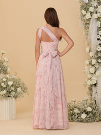 A-Line/Princess Ruched Floor-Length Convertible Bridesmaid Dresses with Floral Print
