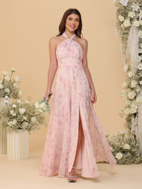 A-Line/Princess Ruched Floor-Length Convertible Bridesmaid Dresses with Floral Print