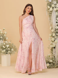 A-Line/Princess Ruched Floor-Length Convertible Bridesmaid Dresses with Floral Print