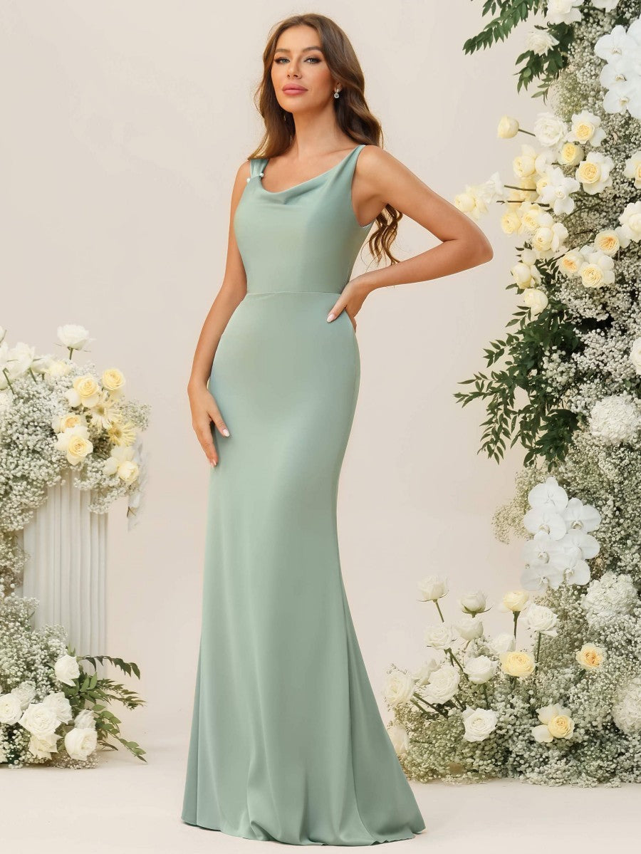 Mermaid/Trumpet Scoop Neck Sleeveless Floor-Length Bridesmaid Dresses