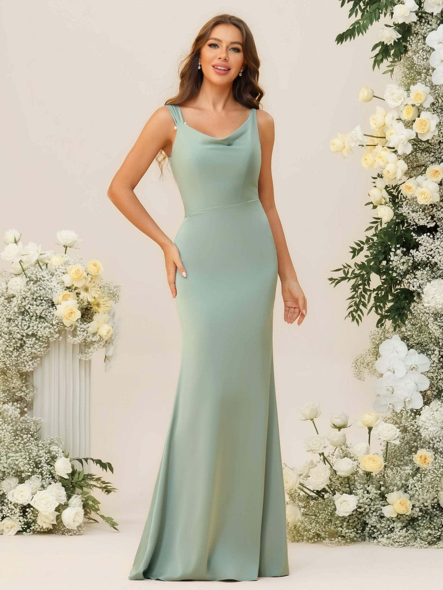 Mermaid/Trumpet Scoop Neck Sleeveless Floor-Length Bridesmaid Dresses