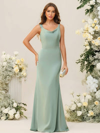 Mermaid/Trumpet Scoop Neck Sleeveless Floor-Length Bridesmaid Dresses