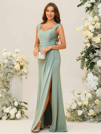 Sheath/Column Sweetheart Neck Sleeveless Ruched Floor-Length Bridesmaid Dresses