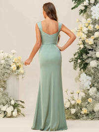 Sheath/Column Sweetheart Neck Sleeveless Ruched Floor-Length Bridesmaid Dresses