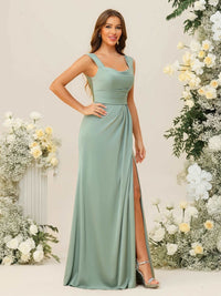 Sheath/Column Sweetheart Neck Sleeveless Ruched Floor-Length Bridesmaid Dresses