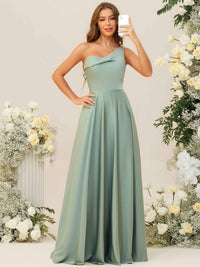 A-Line/Princess One Shoulder Sleeveless Asymmetrical Floor-Length Bridesmaid Dresses