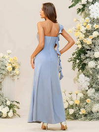 Mermaid/Trumpet One Shoulder Ruffle Drape Asymmetrical Floor-Length Bridesmaid Dresses