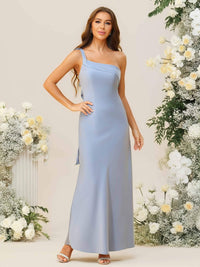 Mermaid/Trumpet One Shoulder Ruffle Drape Asymmetrical Floor-Length Bridesmaid Dresses