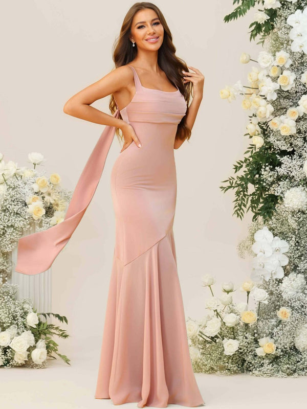mermaid trumpet bridesmaid dresses Shirees Mermaid/Trumpet Spaghetti Strap Drop Waist Floor-Length Bridesmaid Dresses with Drapes 2026