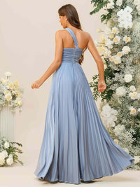 A-Line/Princess One Shoulder Pleated Asymmetrical Floor-Length Bridesmaid Dresses