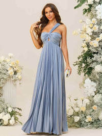 A-Line/Princess One Shoulder Pleated Asymmetrical Floor-Length Bridesmaid Dresses