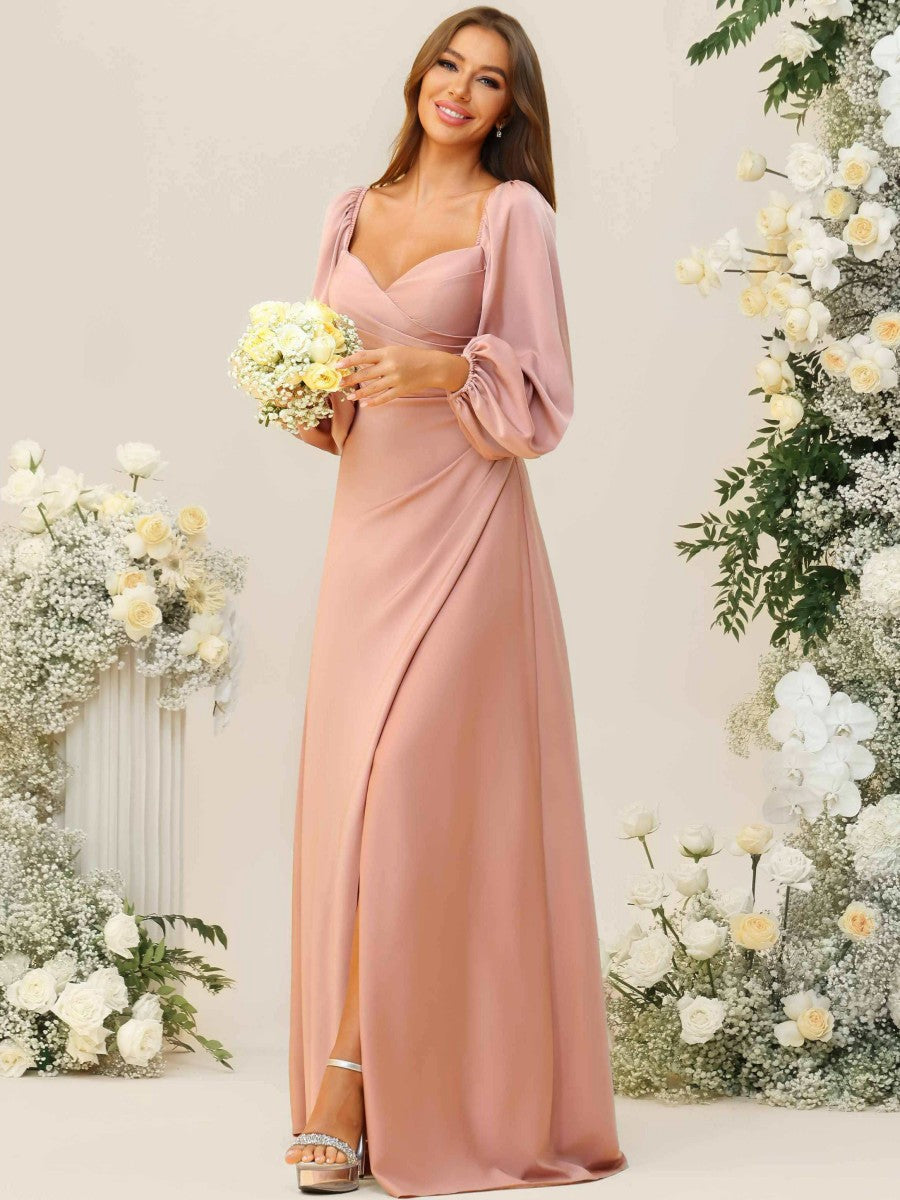 A-Line/Princess Sweetheart Long Sleeve Floor-Length Bridesmaid Dresses