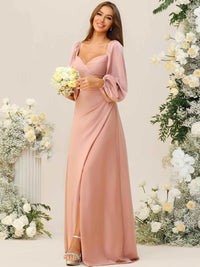 A-Line/Princess Sweetheart Long Sleeve Floor-Length Bridesmaid Dresses
