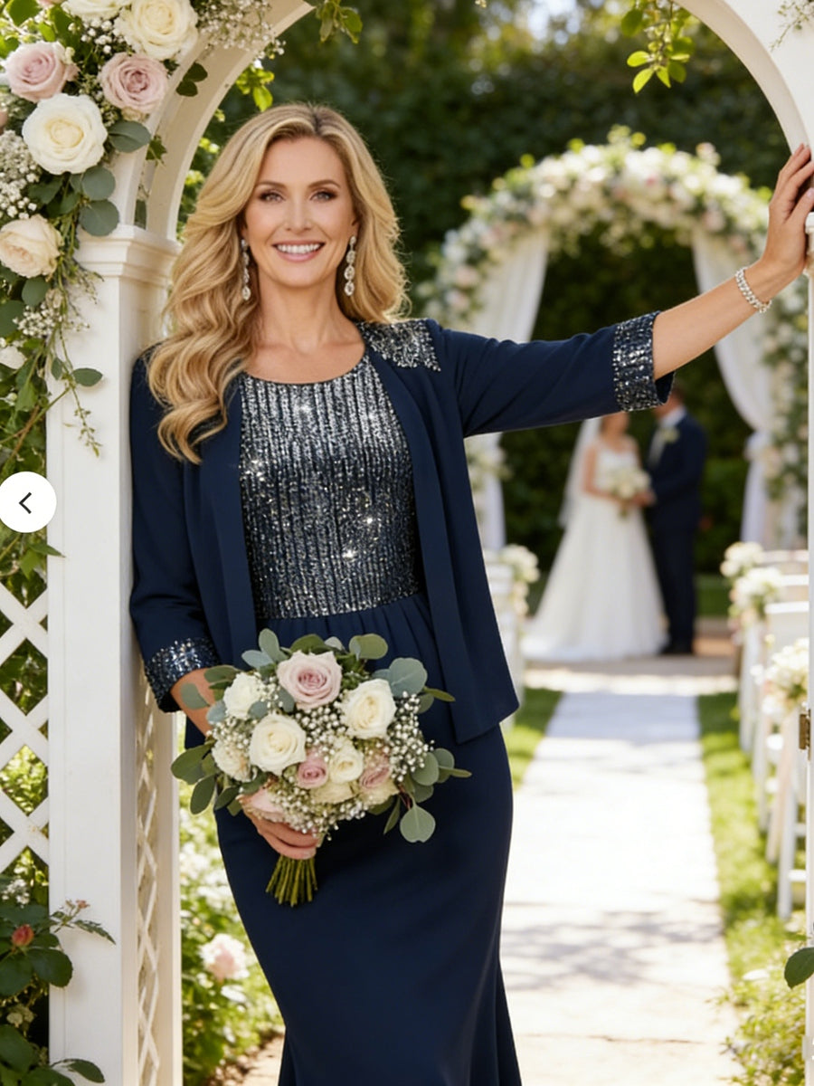 A-Line/Princess 2 Piece Tea-Length Mother of the Bride Dresses with Jacket