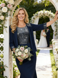 A-Line/Princess 2 Piece Tea-Length Mother of the Bride Dresses with Jacket