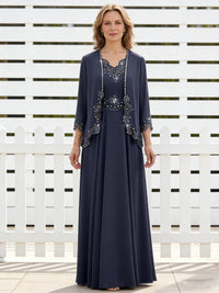 A-Line/Princess 2 Piece Floor-Length Formal Mother of the Bride Dresses with Jacket