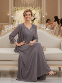 A-Line/Princess 2 Piece Floor-Length Formal Mother of the Bride Dresses with Jacket