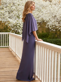 Sheath/Column Scoop Neck Floor-Length Mother of the Bride Dresses with Cape