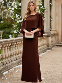 Sheath/Column Scoop Neck Floor-Length Mother of the Bride Dresses with Cape