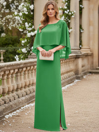 Sheath/Column Scoop Neck Floor-Length Mother of the Bride Dresses with Cape