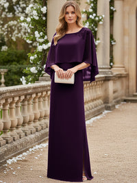 Sheath/Column Scoop Neck Floor-Length Mother of the Bride Dresses with Cape