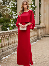 Sheath/Column Scoop Neck Floor-Length Mother of the Bride Dresses with Cape