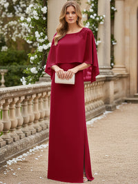 Sheath/Column Scoop Neck Floor-Length Mother of the Bride Dresses with Cape