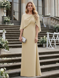 Sheath/Column Scoop Neck Floor-Length Mother of the Bride Dresses with Asymmetical Cape