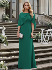 Sheath/Column Scoop Neck Floor-Length Mother of the Bride Dresses with Asymmetical Cape