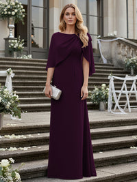 Sheath/Column Scoop Neck Floor-Length Mother of the Bride Dresses with Asymmetical Cape