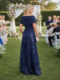 A-Line/Princess Short Sleeves Sequin Floor-Length Mother of the Bride Dresses