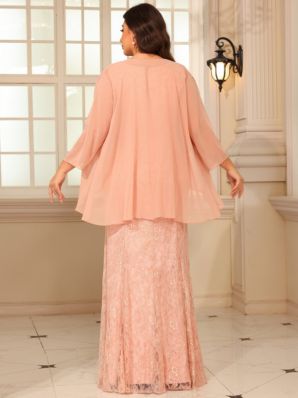 Sheath/Column Lace Appliques Two-Piece Floor-Length Mother of the Bride Dresses with Jacket