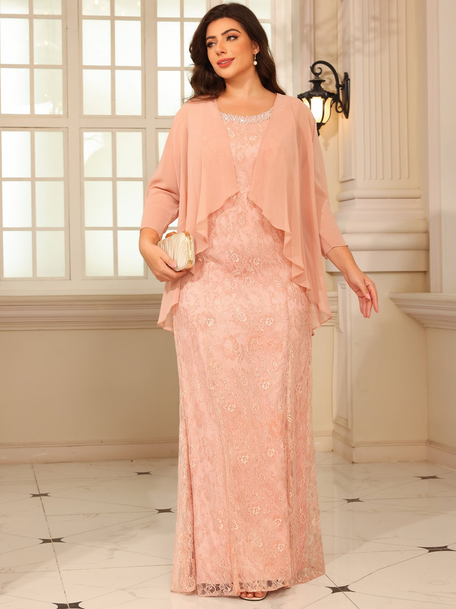 Sheath/Column Lace Appliques Two-Piece Floor-Length Mother of the Bride Dresses with Jacket