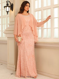 Sheath/Column Lace Appliques Two-Piece Floor-Length Mother of the Bride Dresses with Jacket