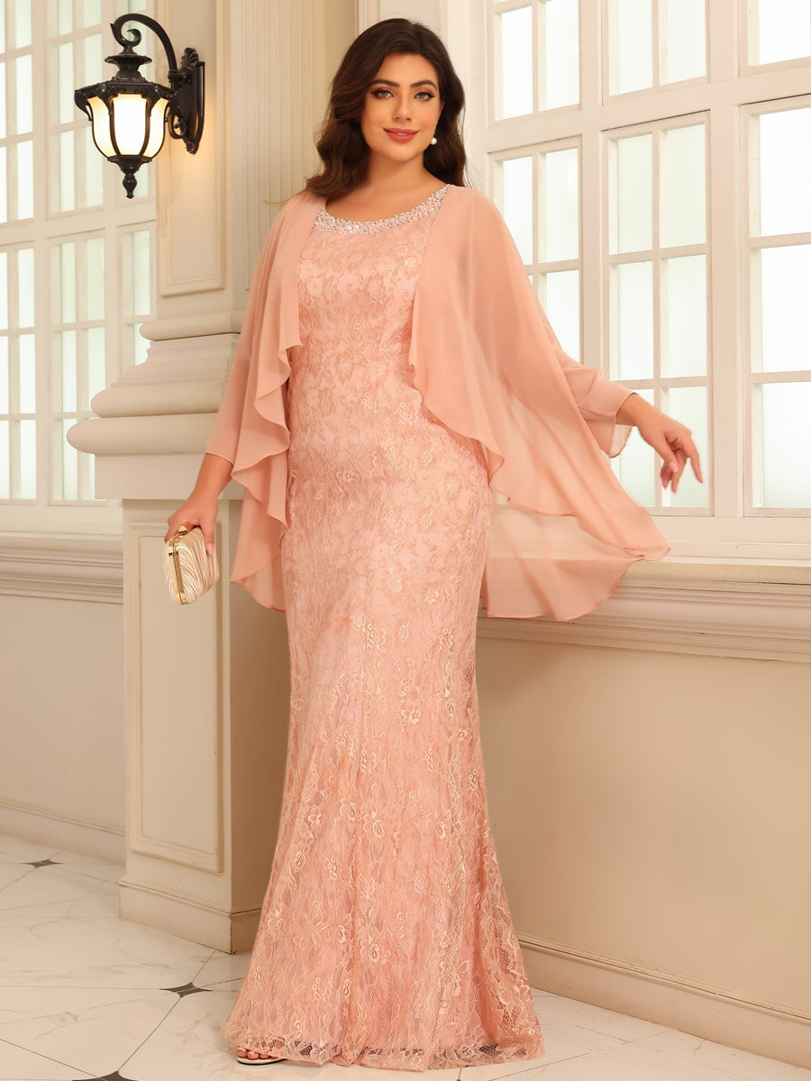 Sheath/Column Lace Appliques Two-Piece Floor-Length Mother of the Bride Dresses with Jacket