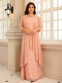 Sheath/Column Lace Appliques Two-Piece Floor-Length Mother of the Bride Dresses with Long Jacket