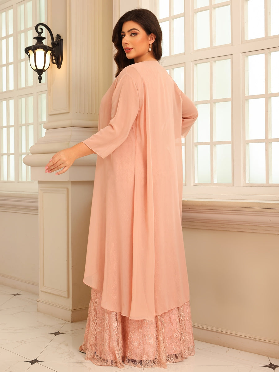Sheath/Column Lace Appliques Two-Piece Floor-Length Mother of the Bride Dresses with Long Jacket