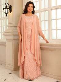 Sheath/Column Lace Appliques Two-Piece Floor-Length Mother of the Bride Dresses with Long Jacket