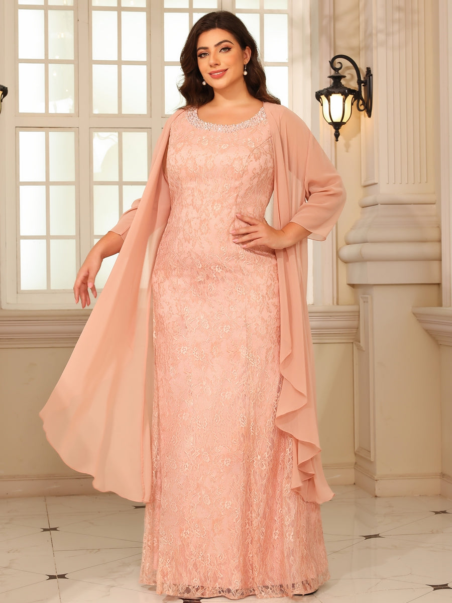 Sheath/Column Lace Appliques Two-Piece Floor-Length Mother of the Bride Dresses with Long Jacket