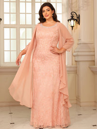 Sheath/Column Lace Appliques Two-Piece Floor-Length Mother of the Bride Dresses with Long Jacket