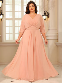A-Line/Princess V-Neck Floor-Length Mother of the Bride Dresses with Pleats