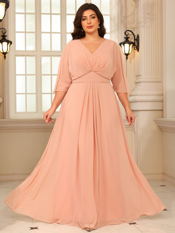 A-Line/Princess V-Neck Floor-Length Mother of the Bride Dresses with Pleats