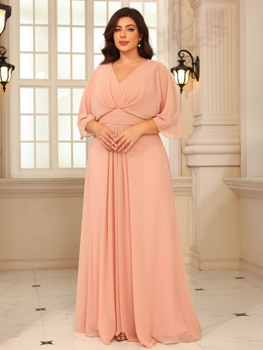 A-Line/Princess V-Neck Floor-Length Mother of the Bride Dresses with Pleats