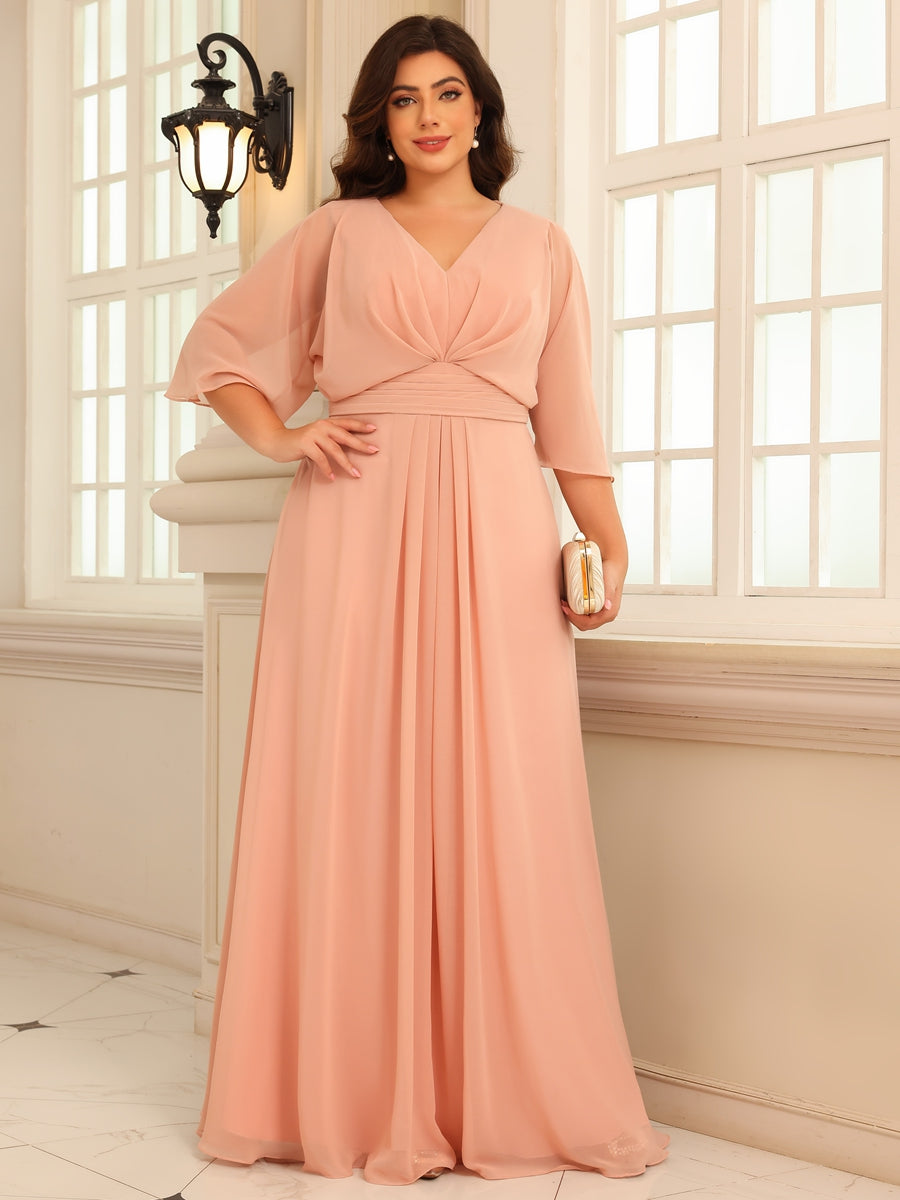 A-Line/Princess V-Neck Floor-Length Mother of the Bride Dresses with Pleats