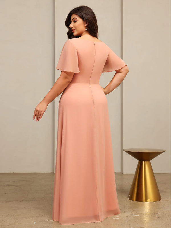 A-Line/Princess Short Sleeves Floor-Length Mother of the Bride Dresses with Pleats