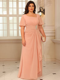 A-Line/Princess Short Sleeves Floor-Length Mother of the Bride Dresses with Pleats